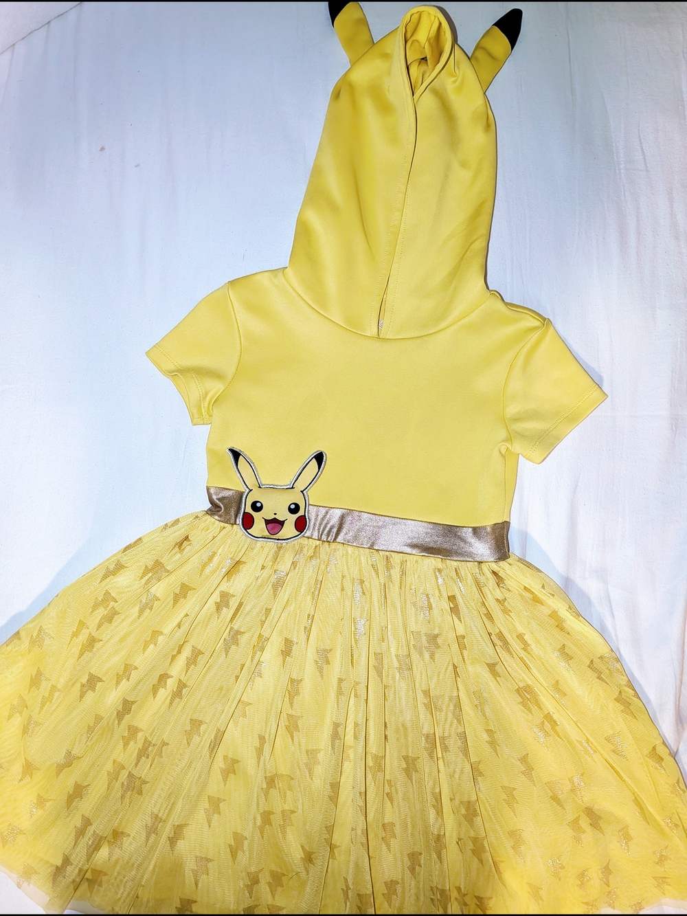 Pokemon Yellow Pikachu Hooded Tulle Dress with Gold Waistband